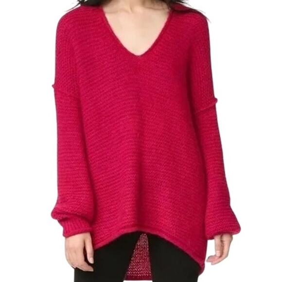 Free People All Mine Raspberry Oversized Sweater Small - Picture 2 of 7